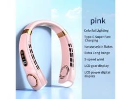 Ventilador de Pescoço Suspenso de 6000Mah com Luz Led Colorida Portátil BDL23 Rosa