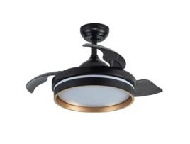 Ventilador DC NALON S Preto ouro CCt controle remoto regulável led FABRILAMP