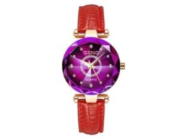 Relógio Quartzo Coração do Mar Feminino Relógio com Pulseira em Aço Maciço e Vidro Perfurado GRPT