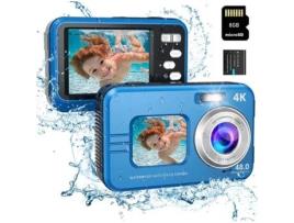 Câmara Digital Do Esporte VIGA EUROPE Wdc901 Waterproof 3.5M 4K 48Mp com Foco Automático Zoom 16X 2 8 Polegadas 8G- Azul