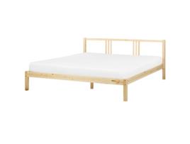 Cama de casal BELIANI Vannes de Pinho Castanho claro 187x209x80
