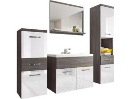 Conjunto de Móveis de Banheiro Alba Bodega/Branco Brilhante BRATEX