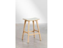 SKLUM Banqueta Alta em Madeira e Couro Sintético 67 Cm Lorete Folha de Couro Madeira Natural