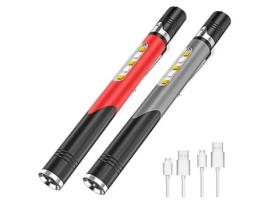 Caneta Led Light 2 Pack com Cob Light Lanterna de Caneta Recarregável Usb de 4 Modos 500 Lúmen Preta BISBISOUS VIGA EUROPE