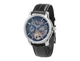 Relógio Automático Masculino THOMAS EARNSHAW Longitude Shadow com Mostrador Preto com Mecanismo Exposto e Pulseira de Couro Preta Es