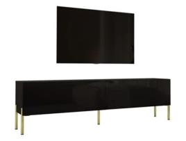 Móvel de Tv em Preto Mate com Pés Retos Dourados D: L: 170 Cm A: 52 Cm D: 32 Cm 3XELIVING