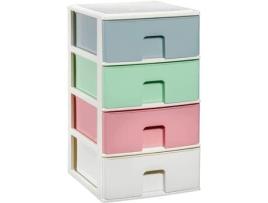 Cômoda Empilhável de Plástico Modelo Multicolorido Cor Branco Gavetas de Armazenamento Modular COMFORT HOUSE