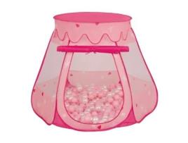 Tenda Salto Bebê com Bolas de Plástico Tenda 105X90Cm/600 Bolas para Crianças Cor-De-Rosa:Pó-Rosa-Pérola-Transparente SELONIS