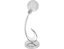 Candeeiro de Mesa Vita 1Xg9 Alt.44Xd.15Cm Cromado com Bolas de Vidro Brancas Ref:103070120 FERRIMEX