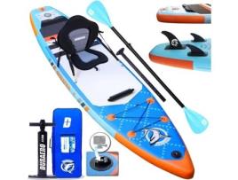 Prancha Inflável de Stand Up Paddle Sup 330X76X15Cm Suporta Até 150Kg Azul Barbatanas Remo Duplo Ajustáv DURAERO