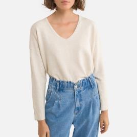 Camisola em malha fina, decote em V
