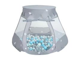 SELONIS Tenda de Brincar para Bebés com Bolas de Plástico Tenda 105X90Cm/300 Bolas para Crianças Cinzento:Pearl-Grey-Transparent-Baby-Blue-Mint