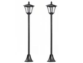 Conjunto de 2 Candeeiros Solares Aço inoxidável e plástico cor Preto 18x18x160 cm OUTSUNNY