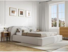 Cama com cofre LIRABA VENTE-UNIQUE Creme 160x200 cm - Com colchão - Com sommier
