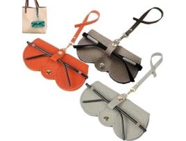 Estojo para Óculos de Sol em Pele Genuína Estojo para Óculos de Sol em Pele Macia Portátil Cor: Laranja Caqui Cinzento 3 Unidades TRANTECH