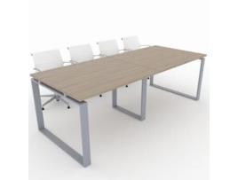 Mesa de Reunião de Casa e de Escritório Estrutura Fechada Cor Cinzento Prateado Tampo de Mesa em Melamina Cor Olmo 240X100 Fabricada em Espanha OFICIT