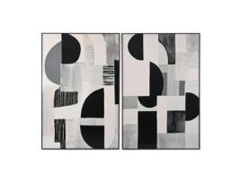 Pintura HOME ESPRIT Branco Preto Moderno 80 x 3,5 x 120 cm (2 Unidades)