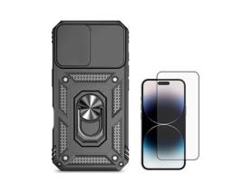 Película de Ecrã Gorilasglass Proteção Militar Janela para iPhone 16 GIFT4ME Vidro Temperado Preto