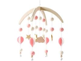 Mobile Baby Wind Chimes Felt Balls Moon Stars Mobile Hot Air Balloon Baby Boys Girls Bed Pendant Hanging For Cot Baby Bed Star Moonpink TRANTECH