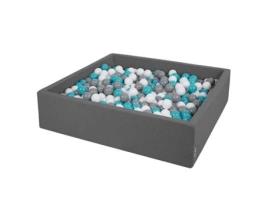 KIDDYMOON Piscina de Bolas Quadrada Grande 120X30Cm/300 Bolas 7Cm Coloridas para Bebés e Crianças Cinza Escuro: Cinza-Branco-Turquesa