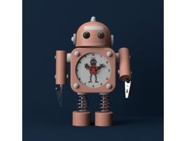 Despertador Robô De Aço Inoxidável Despertador Com Luz Intermitente E Clipe De Mão ZMING
