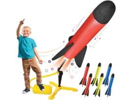 Lançador de Foguetes Brinquedo para Crianças – Atira Até 100 Pés 8 Espuma Coloridos e Suporte Resistente com Plataforma D UISAVE