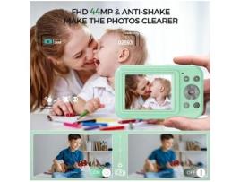 Câmara Digital para Crianças Compact VIGA EUROPE Dc406 Fdh 44Mp Zoom com Foco Automático 16X Tela de 2 4 Polegadas Verde