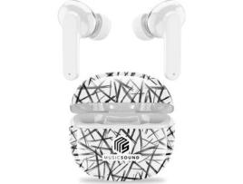 Auriculares Bluethooth MUSIC SOUND BTMSTWSINEAR231 (In Er - Microfone - Branco)