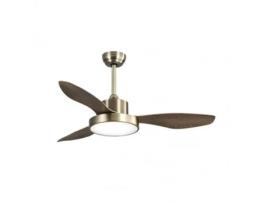 Ventilador Hayate Dc 48W Couro e Carvalho 39/54X120X120Cm 3000-4000-6000K com Controle Remoto Memória e Temporizador FABRILAMP