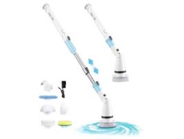 Purificador Giratório Elétrico TASVAC Eb5 450Rpm Escova de Chuveiro Sem Fios com 5 Cabeças de Limpeza Substituíveis e Braço de Extensão Ajustável