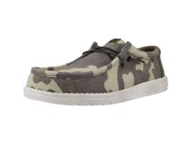 Sapatos de Homem HEY DUDE Wally Washed Camo Tecido Verde (40)