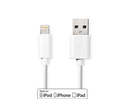 Cabo Lightning Usb Pin Mbps Nickel Plated Round para Apple NEDIS PVC Branco