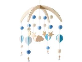 Mobile Baby Wind Chimes Felt Balls Moon Stars Mobile Hot Air Balloon Baby Boys Girls Bed Pendant Hanging For Cot Baby Bed Star Moonblue TRANTECH