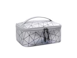 Bolsa de Cosméticos Portátil Feminina Simples Grande Capacidade Super À Prova de Fogo Bolsa de Lavagem Bolsa de Armazenamento Prata