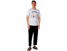 T-Shirt de Homem JACKJONES Corta Blucycle Cinzento (L)