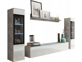 Conjunto de Sala Vera Ii Betão/Branco Brilhante BRATEX