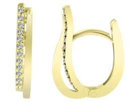 Joalharia Ouro 8K Brincos de Argola Dobráveis em Ouro Cleo Cravejado de Zircônias