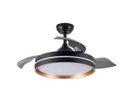 Ventilador DC NALON L ouro preto CCt controle remoto regulável led FABRILAMP