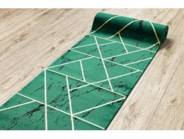 Passadeira DYWANY LUSZCZOW Emerald Exclusivo Glamour Mármore Geométrico Garrafa Poliéster Verde (100x620cm)