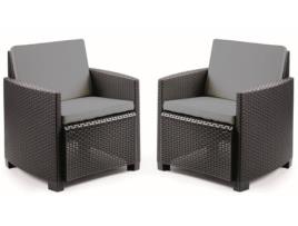 Conjunto de 2 Cadeirões IPAE-PROGARDEN Sicília com Almofada Cinza (73x67x77 cm)