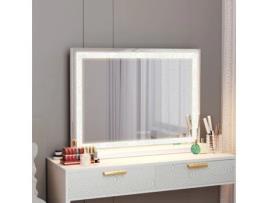 Espelho De Maquilhagem Bluetooth Hollywood Com Luzes Cristal Com Carregamento Usb Mesa-Parede 80 X 58 Cm FENCHILIN