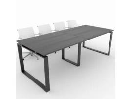 Mesa de Reunião de Casa e de Escritório. Estrutura Fechada Cor Preto Tampo de Mesa em Melamina Carvalho Ébano 240X100. Fabricada em Espanha. OFICIT