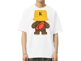 T-Shirt de Homem VREEL Mochila Ragdoll Oso Algodão Branco (L)