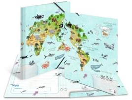 Pasta de Canto HERMA Mapa Mundial de Animais Papelão Din A3