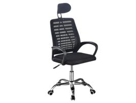 Cadeira de Escritório com Apoio de Cabeça Ajustável Roda Giratória Apoio de Braço em Metal Ergonómico Malha Respirável Preto LUTODY