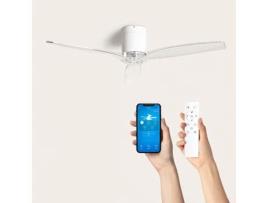 Ventilador de Teto Silencioso Branco Angistri com Motor Dc de 132 Cm Lâminas: Transparente Sem Luz Controle Remoto Wifi: Sim TECHBREY