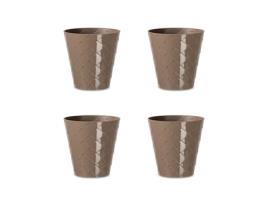 Palmeira Conjunto de 4 Vasos Decorativos Redondos de 11 cm com Textura. cinza ARECA