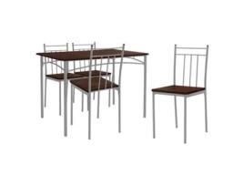 Mesa de Jantar com 4 Cadeiras Carvalho Escuro Madeira ML-DESIGN