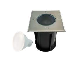 Foco embutido de solo quadrado de aço inoxidável 304 exterior IP65 GU10 5W Bombilla Branco frio 6000K EUROPALAMP