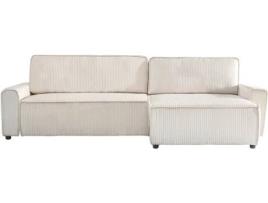 Sofá esquinero convertible y reversible de pana ''Montaigne'' - 3 plazas - Beige (282 x 153 x 93 cm)